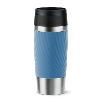 Imagen de Tefal Taza de Viaje Classic Twist: Tapa Rosca con Cierre Quick Press, Funda Suave, 100% Hermética, Mantiene Bebidas Frías 8h y Calientes 4h, 360 N2024510