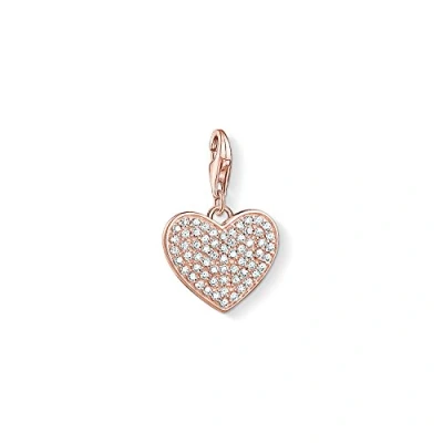 Imagen de Thomas Sabo Colgante de la Colección Love &amp; Affection, Abalorio Corazón en Color Oro Rosa con Piedras Blancas
