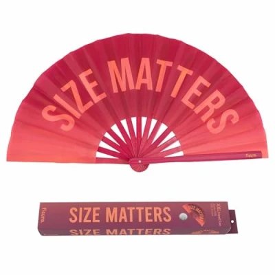 Imagen de Fisura Abanico Plegable Grande “Size. Original con Mensaje Grande. Rosa XXL. de Madera. para Fiestas. 64 x 33 cm.