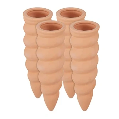 Imagen de Relaxdays Conos de autorriego, Riego automático plantas, Botellas 1,5L, Cerámica, 16,5 x 5 cm, 4 Uds., Terracota