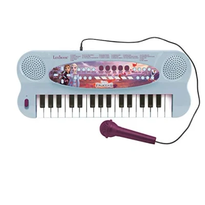 Imagen de Lexibook, Frozen, Teclado electrónico, Piano 32 teclas, Micrófono para cantar, 22 canciones de demostración, Funciona con pilas, Azul/Morado, K703FZ