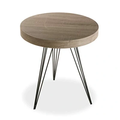 Imagen de Versa Fontana Mesa Auxiliar para el Salón, la Habitación o Cocina. Moderna Mesilla Baja, Medidas (Al x L An) 55 50 cm, Madera y Metal, Color Marrón Negro
