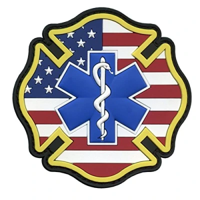 Imagen de EMS EMT Fire Fighter Department USA American Flag Rescue Firemen Paramedic Medic Morale PVC Hook P