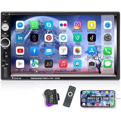 Imagen de Android Auto CAMECHO Radio 2 DIN con Pantalla Táctil de 7 Pulgadas,Radio Coche Bluetooth Manos Libres丨Enlace Espejo丨FM Radio丨AUX丨Dual USB丨TF+Control del Volante