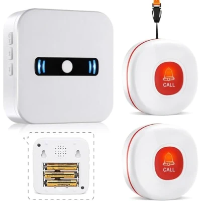 Imagen de Daytech Avisador Personas Mayores,Boton Emergencia Ancianos,El Boton Llamada es Adecuado para Familiares Que Necesitan ser Atendidos en Casa(1 Receptor + 2 Botón)