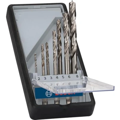Imagen de Bosch Professional 2 607 019 923 Set de 7 brocas para madera Robust Line, vástago hexagonal 2; 3; 4; 5; 6; 8 mm (pack 7), plata