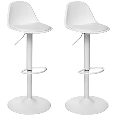 Imagen de ATMOSPHERA CREATEUR D&#039;INTERIEUR Well Home MOBILIARIO &amp; DECORACIÓN Set de 2 taburetes Bar Regulables en Altura, Color Blanco, D 45 x H 103 cm (PK5063)