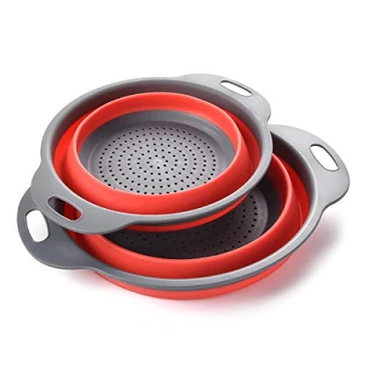 Imagen de Coladores Cocina, Cocina Plegable Colador de Silicona, Respetuosos del Medio Ambiente no Tóxico Fácil Limpiar, 2 Tamaños, Incluyendo 8 Pulgadas y 9,5 Pulgadas.