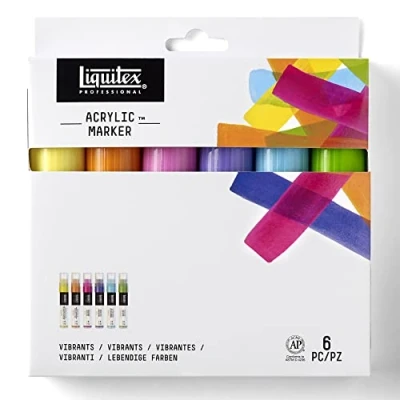 Imagen de Liquitex Set 6 rotuladores acrílicos de Punta Ancha, Multicolor, 15 mm, Unidades