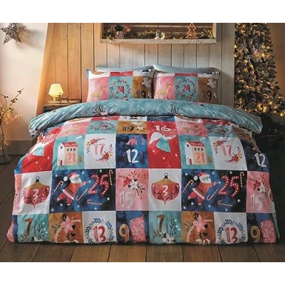 Imagen de Rapport Juego de Funda edredón Reversible Microfibra con Calendario Adviento Navidad, tamaño King, Multicolor