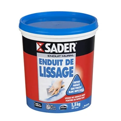 Imagen de Sader Revestimiento de alisado pared listo para usar en pasta interior y techo Se puede utilizar como junta placa yeso, boca hasta 2 mm poro madera blanco 1 bote
