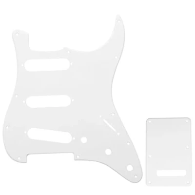 Imagen de Musiclily SSS Set de Pickguard Golpeador y Placa Trasera Strat para Fender American/México Standard Stratocaster Estilo Moderno, 1 capa Blanco