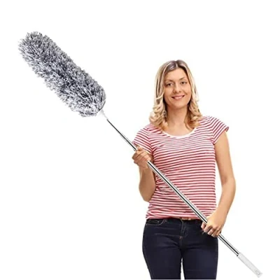 Imagen de HTLY SPR Plumero de Plumas, Extensible, Microfibra, Largo Resistente a los arañazos, Lavable, Limpieza Ventiladores Techo Alto, persianas, telarañas
