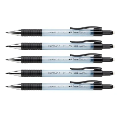 Imagen de FABER CASTELL 205205 Portaminas Grip Matic azul cielo, 5 piezas, dureza B, mina 0.7 mm, incluye goma de borrar