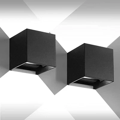 Imagen de CANMEIJIA Aplique pared Exterior/Interior, 12W Impermeable IP65 Lampara Luz Blanca Cálida 6500K 1000 lm Ángulo ajustable, para Porche Salón Dormitorio