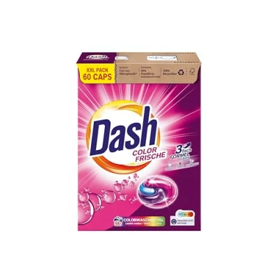 Imagen de Dash® Detergente Caps XXL Color Fresh 3 en 1, cápsula I 60 lavados para ropa colorida fórmula 1 frescura, pureza y limpieza 1,59 kg