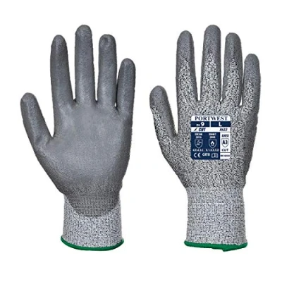Imagen de Portwest Guante Anti Corte Mr, Con La Palma De Pu, Tamaño: M, Color: Gris, A622G7RM