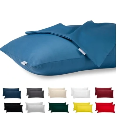 Imagen de Flowen Fundas Almohada 50x75 100% Algodón Juego de 2 Cojin para Cama con Cremallera Invisible Tejido Suave y Lavable Antiácaros Transpirable Hipoalergénico Decorativas Sofà Silla