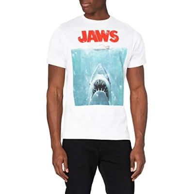 Imagen de Jaws Movie Poster Camiseta, Blanco (White White), XL para Hombre