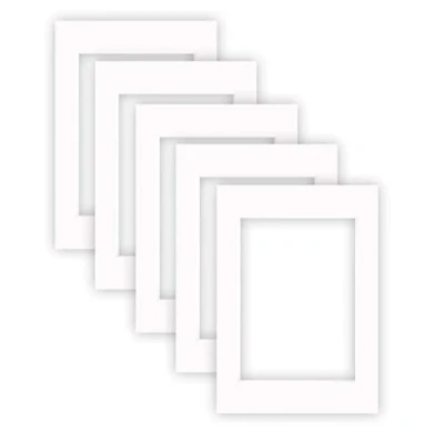 Imagen de nielsen Conservation Passepartout cartón 1,5 mm, juego de 5, tamaño exterior 29,7x42 cm (A3) para imagen 21x29,7 (A4), blanco puro liso