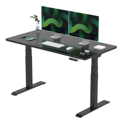 Imagen de FLEXISPOT E6 Escritorio Elevable Eléctrico Premium con Tablero Entero Certificado FSC(140X80)Standing Desk Mesa Ajustable en Altura 4 Memoria Inteligente para Oficina y Hogar Negro
