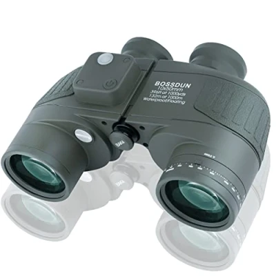 Imagen de 10X50 Prismáticos Marinos para Adultos Impermeable con Brújula BAK4 a Prueba de Niebla Prism Lens Binoculares Militar Navegación Observación Aves y Caza (Green)