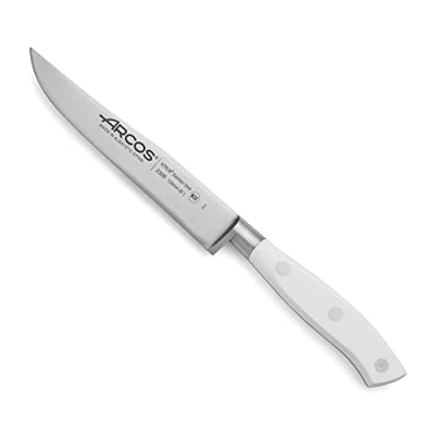 Imagen de Arcos Cuchillo cocina Acero Inoxidable Nitrum y Hoja 150 mm. profesional para cocinar. 226 gr. Mango ergonómico polioximetileno POM. Serie Riviera Blanc. Color blanco.