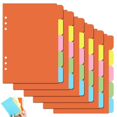 Imagen de 30 Hojas Separadores Archivador A5 Divisores de Indice Colores 6 Anillas Carpetas para Cuadernos 5