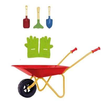 Imagen de Theo Klein Carretilla Infantil con Accesorios I de Metal, aguanta hasta 10 kg Carga Incluye robustas Herramientas Juguete para el jardín Apto niños a Partir 3 años (7669)