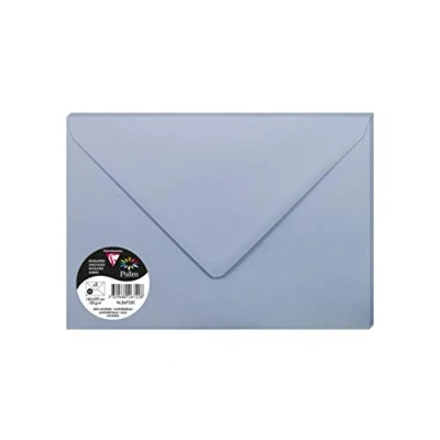 Imagen de Clairefontaine 26722C Un sachet de 5 enveloppes Pollen gommées 16,2x22,9 cm 120g, Bleu lavande