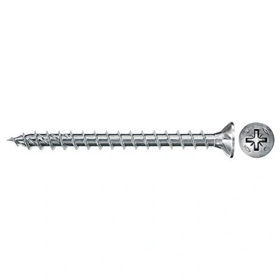 Imagen de fischer FPF Power Fast II 670496 Tornillos para madera aglomerada (6,0 x 50 mm, cabeza avellanada con Phillips, totalmente roscados, galvanizados pasivados, 100 unidades)