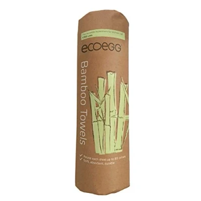 Imagen de Ecoegg Paños de cocina hechos a base bambú, reutilizables, alternativa ecológica al papel cocina, fuentes 100% sostenibles, súper absorbentes, 20 toallas blancas, 1800 usos