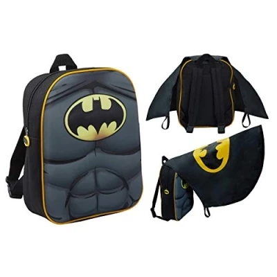 Imagen de Mochila 3D Batman para Niños con Capa Plegable DC Comics Novedad Disfraz