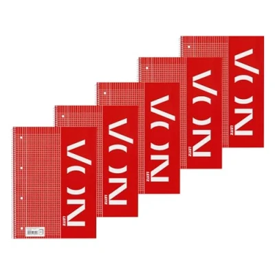 Imagen de Leitz Bloc de notas A4 cuadriculado, 5 unidades, con 160 páginas, 80 hojas, ideal para estudiantes y estudiantes, margen izquierdo, 45740001