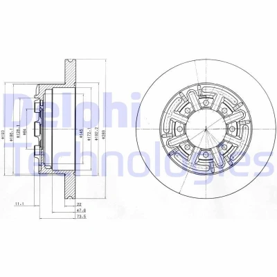 Imagen de DELPHI BG4171 Disco de freno 289 22 8 macizo aceitado sin procesar cojinete rueda, anillo sensor ABS IVECO: Daily 6