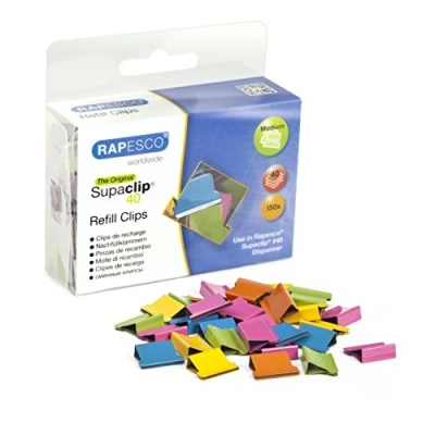 Imagen de Rapesco CP15040M Supaclip 40 Clips de Recarga, Colores Surtidos, Paquete 150 Unidades