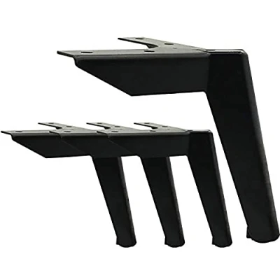 Imagen de 4 patas negras para muebles de metal muebles, mueble TV, cama, sofá, baño, mesa café, unidades, carga 600 kg (12 cm), color negro