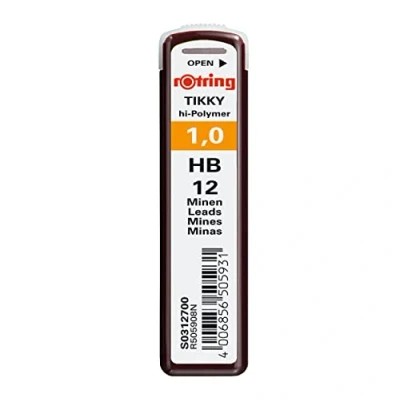 Imagen de rOtring Tikky minas de recambio para portaminas 1.0 mm, HB, 10 paquetes (120 minas)
