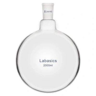 Imagen de Labasics Frascos de Destilación Laboratorio, Frasco Vidrio Borosilicato Pared Gruesa Cuello Corto y Fondo Redondo RBF un con Junta Exterior Cónica Estándar 24/40, 2000 ml