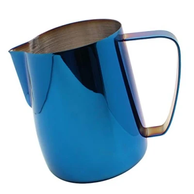 Imagen de Dianoo Jarra de leche acero inoxidable chapada en titanio, taza café cremosa, lata con azul, 600 ml