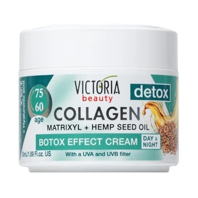 Imagen de Victoria Beauty crema de colágeno con ácido hialurónico, niacinamida y matrixyl 3000, reafirmante facial, para los ojos contra las arrugas, ojeras bolsas ojos, 50 ml