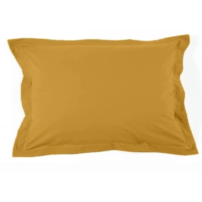 Imagen de Duquennoy &amp; Lepers Funda de almohada volant plano, 50 x 70 cm, color amarillo mostaza Percal 80 hilos