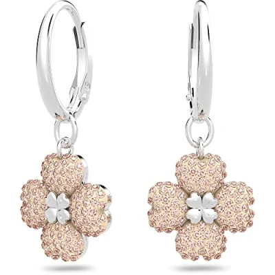 Imagen de Swarovski Pendientes Latisha para Mujer, con Baño en Rodio, Cristales Rosa, Colección de
