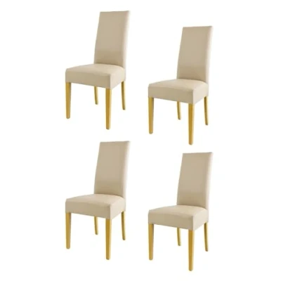 Imagen de t m c s Tommychairs Set 4 sillas Luisa para Cocina, Comedor, Bar y Restaurante, solida Estructura en Madera de Haya Color Roble Asiento tapizado Polipiel Lin