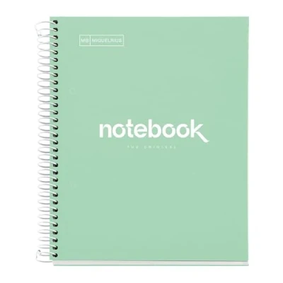 Imagen de Miquelrius Cuaderno A5 Notebook Emotions, 80 Hojas 90 g/m², Rayado Punteado (Dots), 1 Franja de Color, Espiral Microperforado, Tapa Extra Rígida, 2 Taladros, Gris