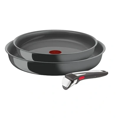 Imagen de TEFAL Ingenio Juego de 2 sartenes (24/28 cm, mango extraíble, inducción, revestimiento cerámico antiadherente, Eco diseñado, apto para lavavajillas, fabricado en Francia, Renew L2619102
