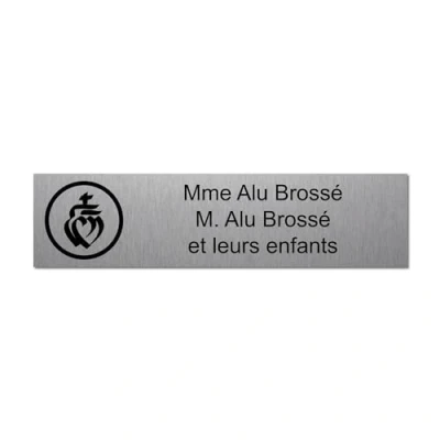 Imagen de Placa grabada para nombre y número buzón Vendée autoadhesivo, 10 x 2,5 cm, personalizada, 1 a 3 líneas, aluminio cepillado