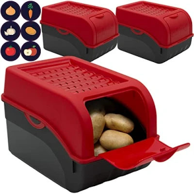 Imagen de RIVAL 3 Cajas de conservación Alimentos plástico Patatas, Verduras, Frutas, cebollas, Volume 7,7 L