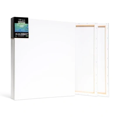 Imagen de Elan Lienzos Preestirados 50x60, 6 PACK 100% Algodón para Pintar Grandes, Canvas Pintar, Enmarcados, Tela Pintura, Lienzo Grande, Blanco