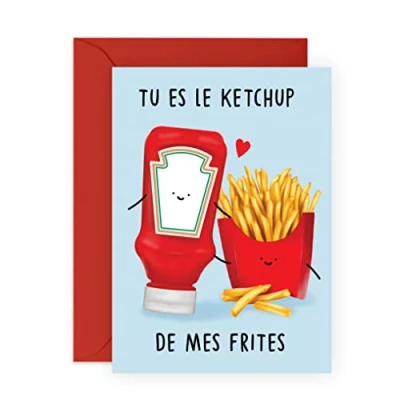 Imagen de Central 23 Carte d&#039;anniversaire pour homme et femme &#039;TU ES LE KETCHUP de MES FRITES&#039; voeux anniversaire mariage ou Saint Valentin mari lui elle Par